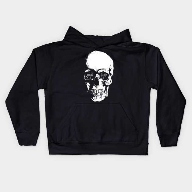 Large White Skull Kids Hoodie by Secret Transmission Podcast